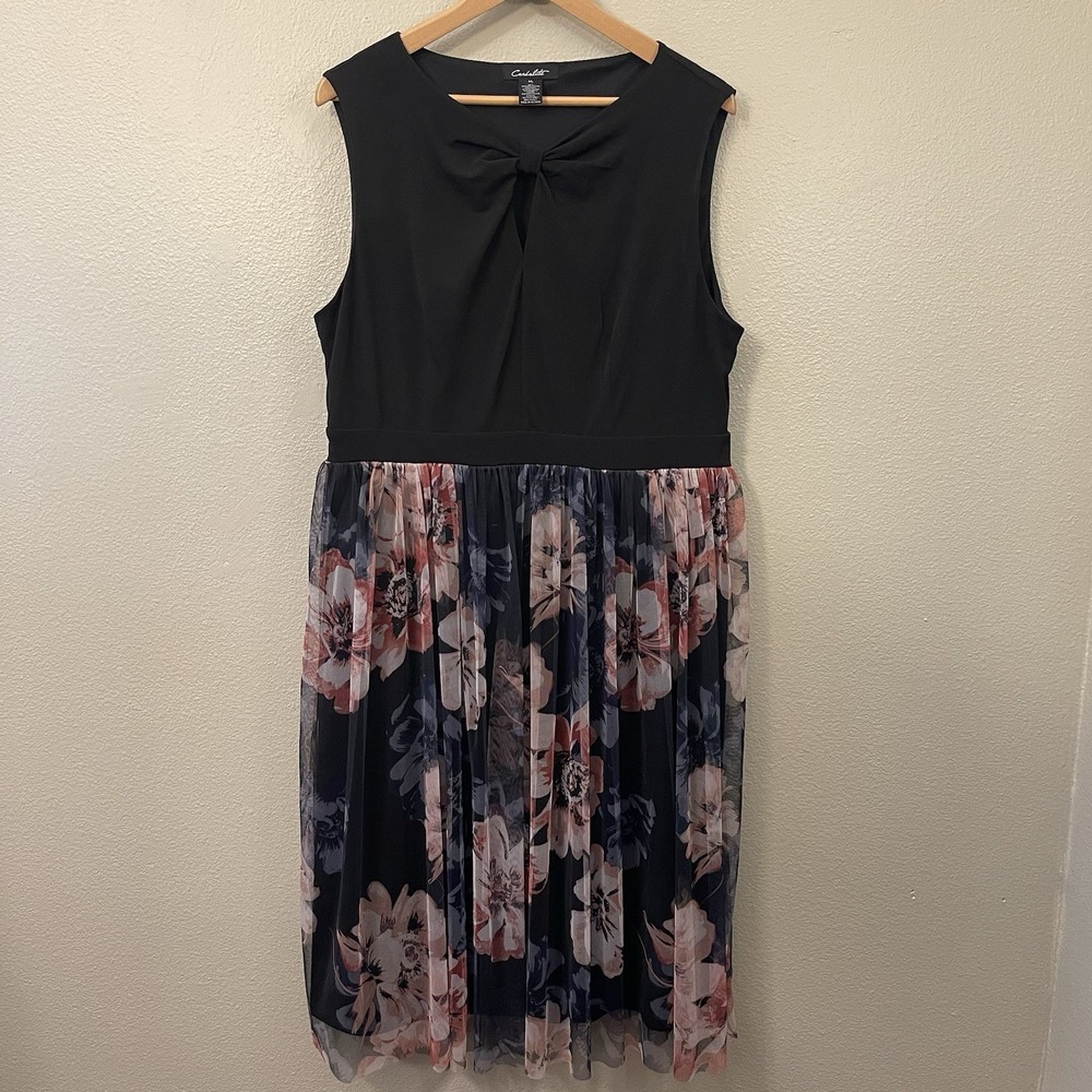Candalite Dark Romantic Floral Dress Chest Detail Flowy Event Whimsygoth Sz XL
